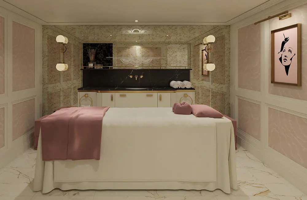 Uniworld unveils biggest collection yet with 4 brand-new luxury ships & 6 new cruises in 2027 3 Render of massage room on S.S. Marlene.