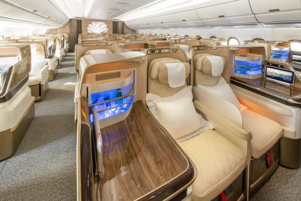Emirates' A350 business class.