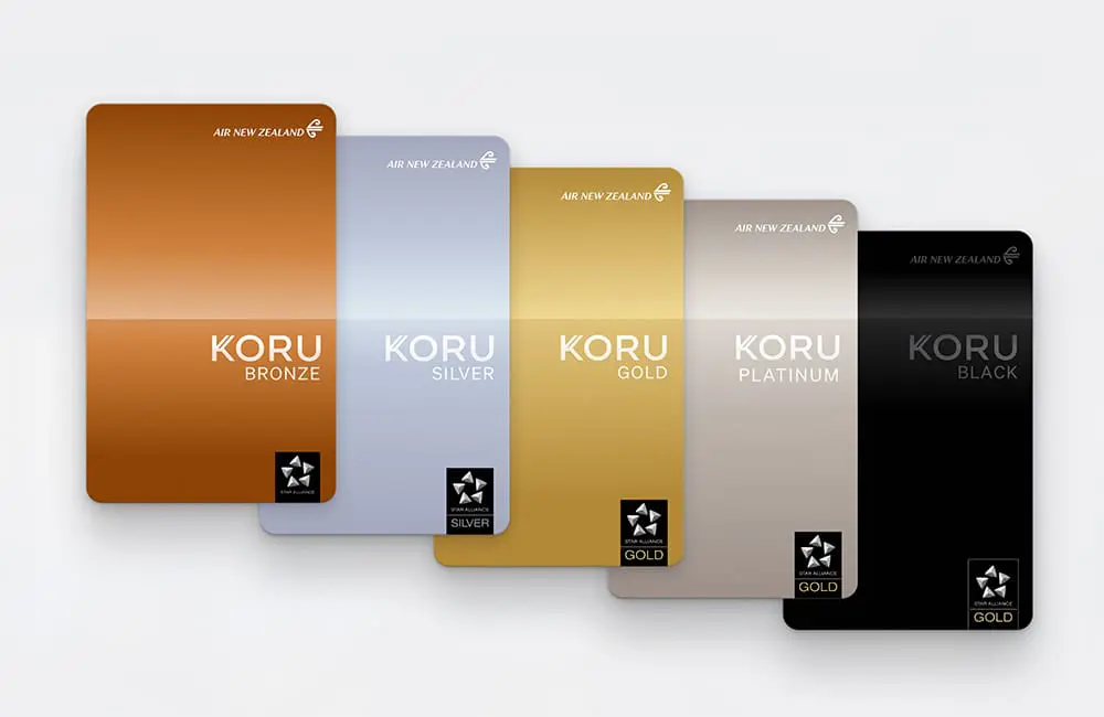 All tiers in Air New Zealand's Koru loyalty program.