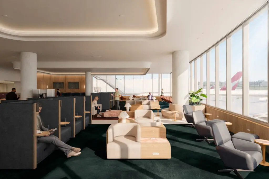 Qantas Club fees increase 15% as Sydney lounge upgrades begin & new Auckland lounge opens 3 A render of the new Sydney Airport Qantas Business Lounge.