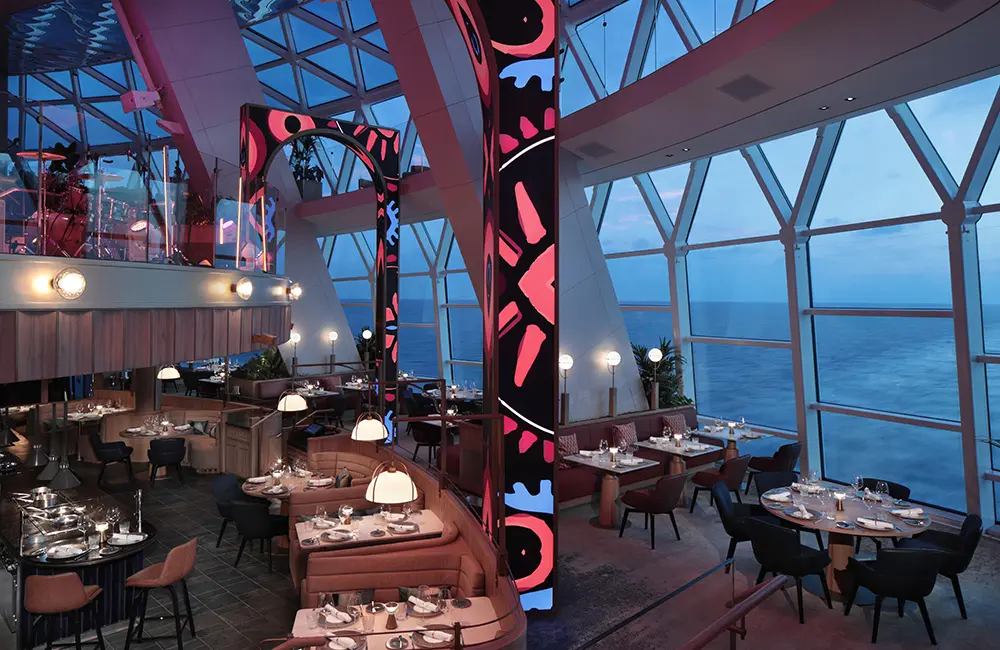 Xcel-lent! Celebrity’s new ship arrives in Florida for inaugural season packed with 7 all-new experiences 1 Mosaic restaurant in The Bazaar on Celebrity Xcel.
