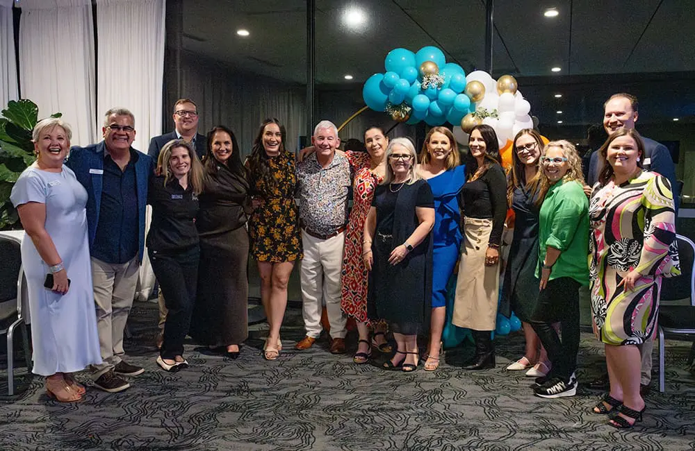 The Melhuish family with all suppliers at the Holiday World 30th anniversary event.