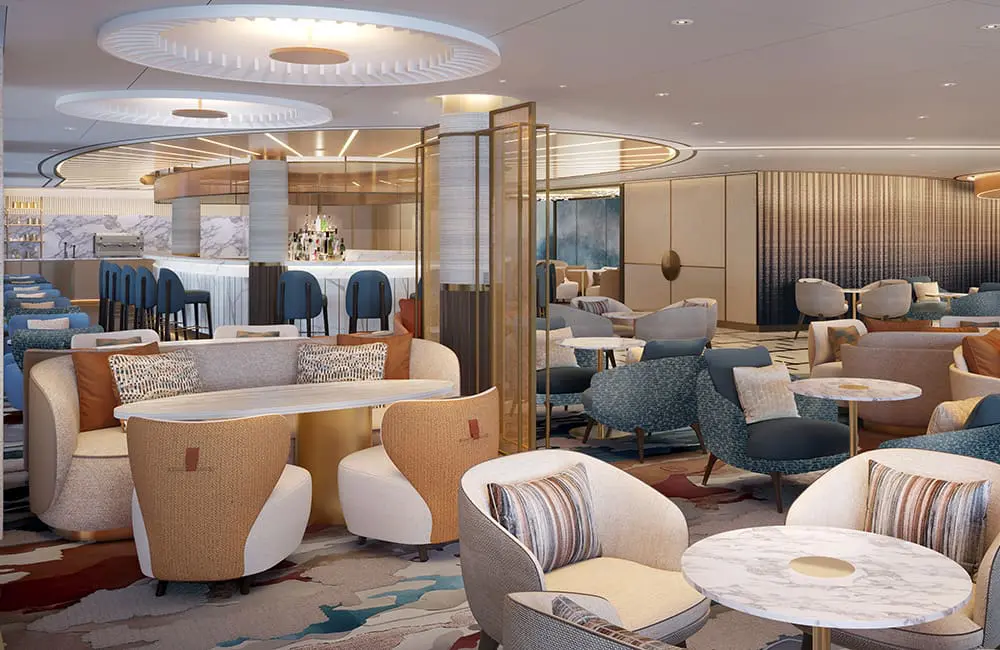 Render of Horizons lounge on Oceania Sonata.