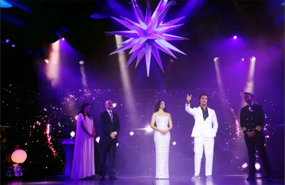 7 things this first-time Princess cruiser learned aboard the shiny new Star Princess 1 TV presenter and MC Dawn McCoy, Princess Cruises President Gus Antorcha, Camila and Matthew McConaughey and Star Princess Captain Gennaro Arma at the naming ceremony. Image: Princess Cruises