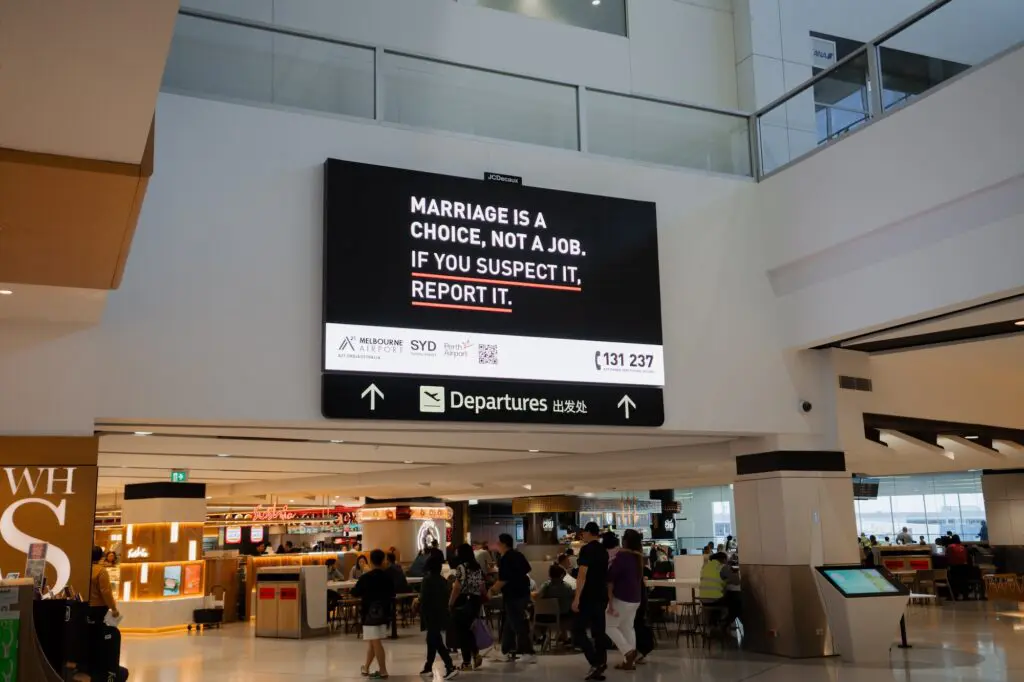 Australia’s major airports unite in push against human trafficking 3 Sydney Airport Screens
