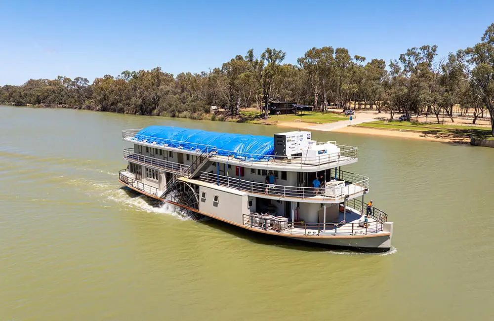 First look: Australia’s first 5-star overnight river vessel is almost ready for the Murray 3 Australian Star paddlesteamer on the Murray River for floatout.