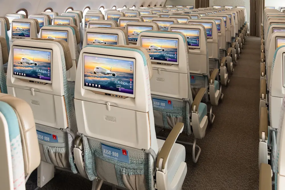 Emirates' A350 Economy cabin.
