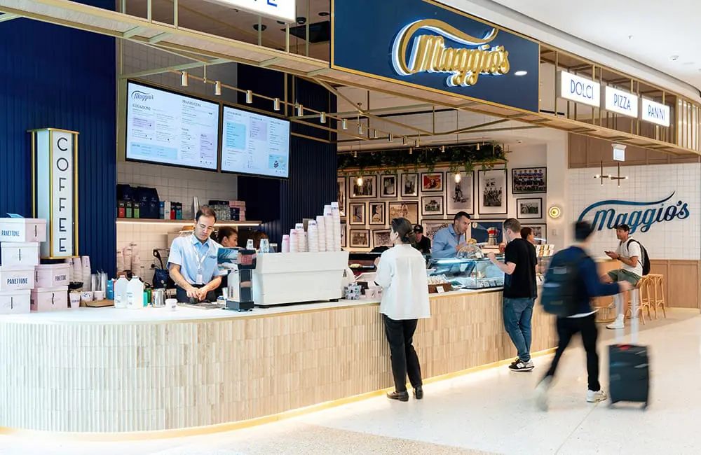 First stage of new T3 dining precinct opens as Sydney Airport predicts record festive season 2 Maggio's at Sydney Airport's T3 domestic airport.