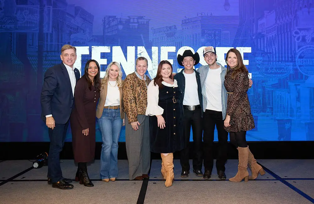 The Tennessee team with Nashville musicians on stage at Travel South USA International Showcase 2025. Image: Travel South USA