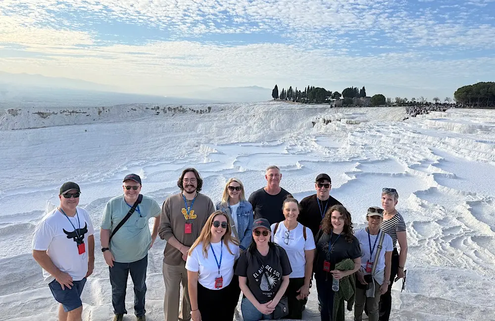 Bunnik runs first Türkiye famil, showcasing small group touring to Flight Centre agents 2 Thermal pools of Pamukkale, Turkiye. Image: Bunnik | Zoe Francis.