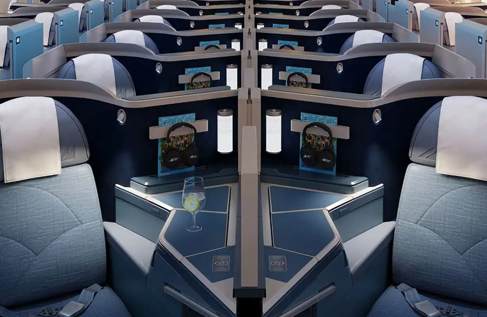 Business class cabin on the new A350-1000 aircraft. Image: PAL