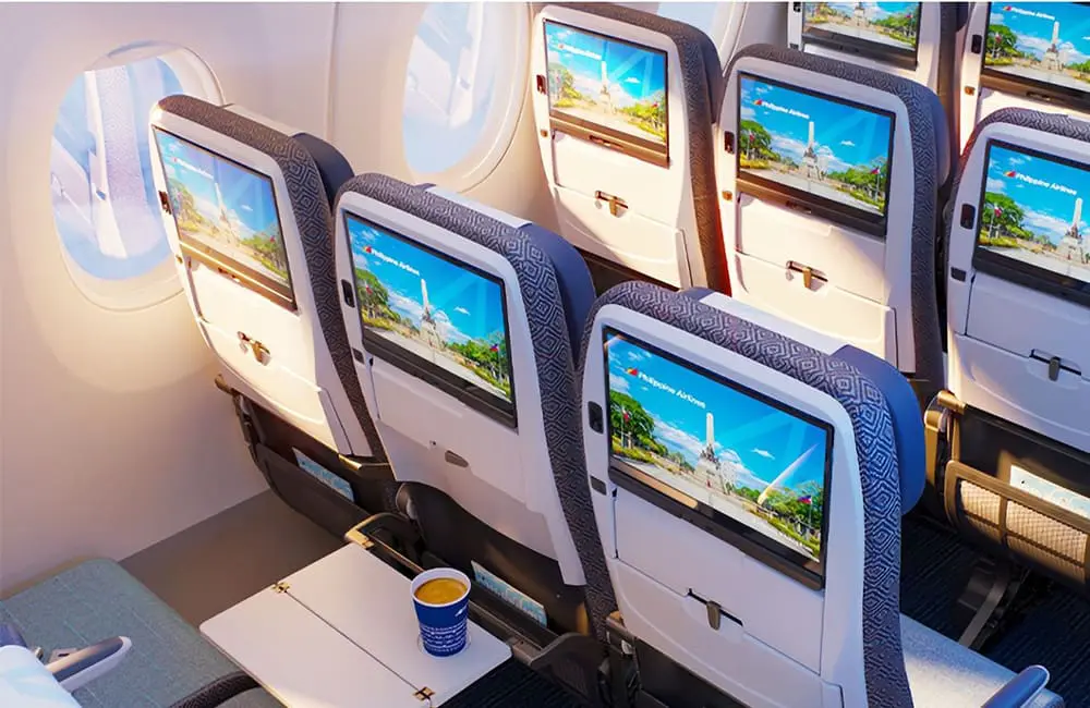 Economy cabin on the new A350-1000 aircraft. Image: PAL