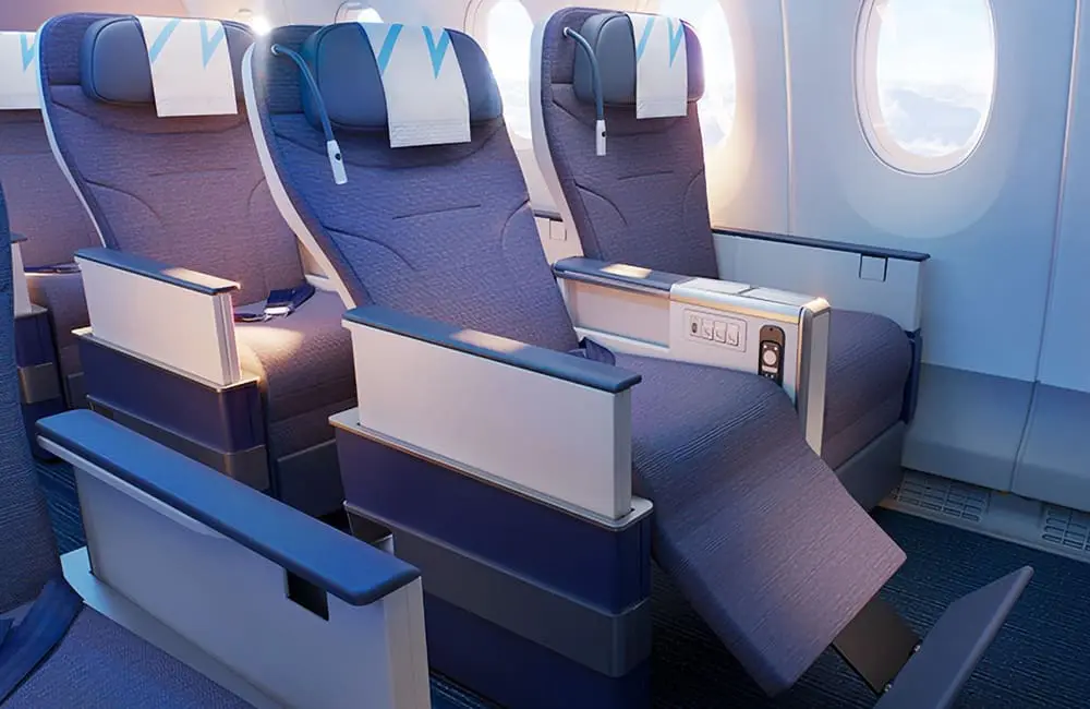 Premium economy cabin on the new A350-1000 aircraft. Image: PAL