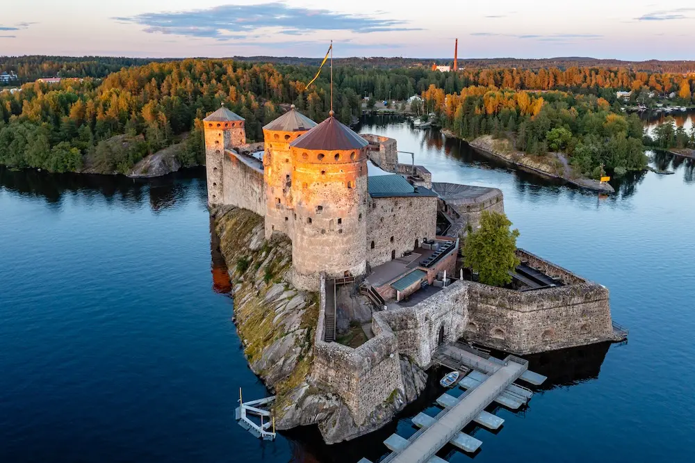 Aerial view of Olavinlinna castle, Savonlinna, Finland