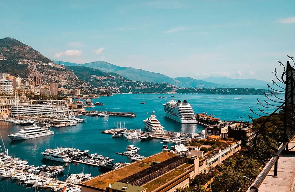 Monte Carlo harbour in Monaco on the French Riviera.