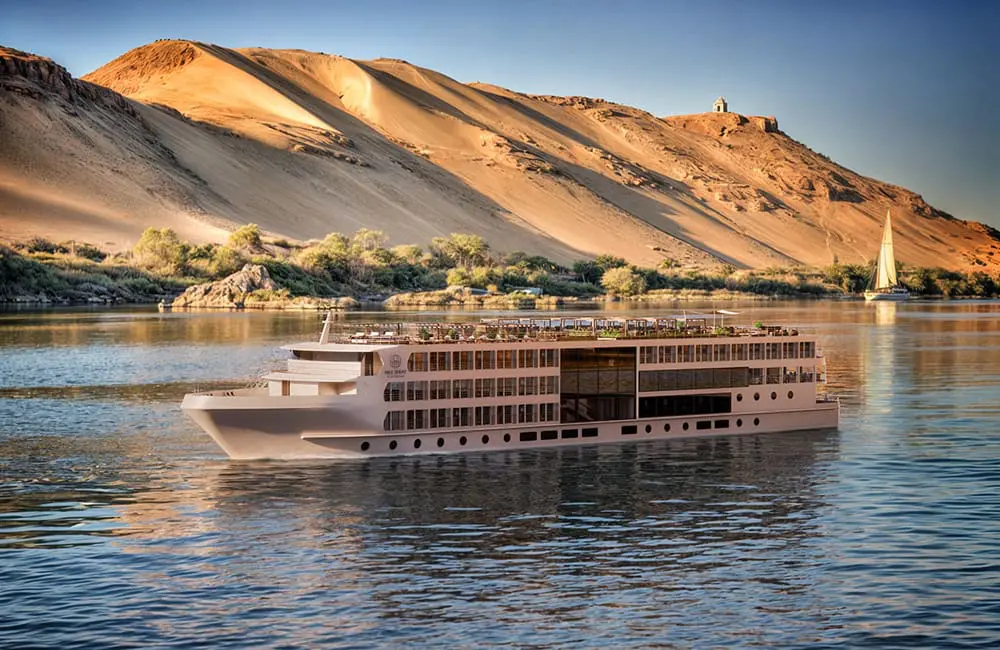 Render of the new Nile Seray, an A&K Sanctuary, offers a luxurious way to explore Egypt by riverboat.