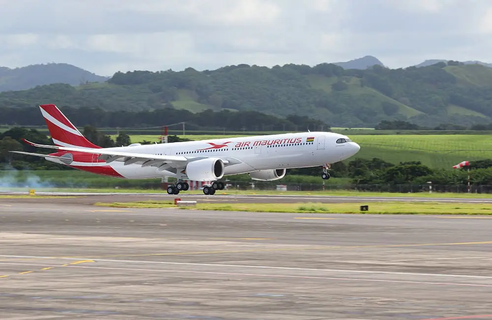 Air Mauritius lifts Perth-Mauritius flights by 50% with third weekly service 2 Air Mauritius Airbus A330-900 aircraft lands on runway, used on Perth-Mauritius flights