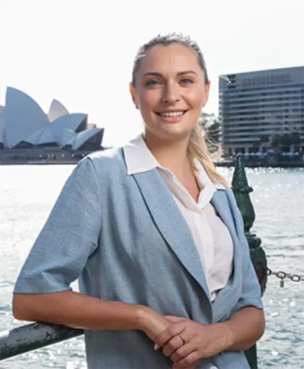 New Aurora Expeditions Global Director of PR & Communications Madeline Georgiadis at Sydney Harbour.