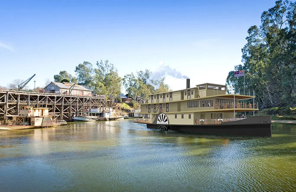 A Star is born: Key details revealed for Australia’s first 5-star overnight river vessel 4 Render of PS Australian Star at Echuca Wharf.