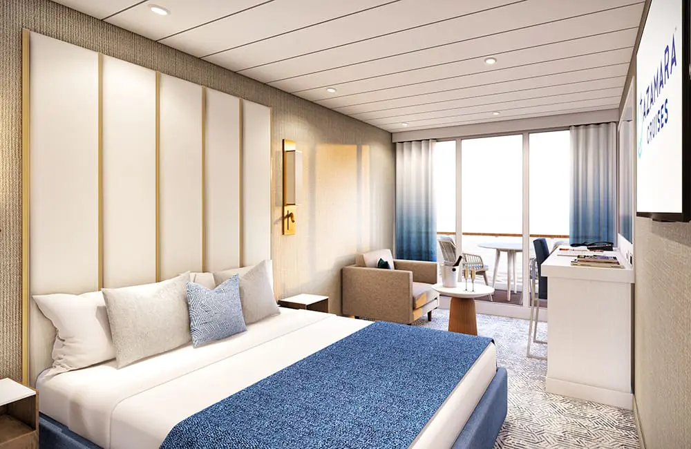 Render of an updated Azamara Veranda Suite.