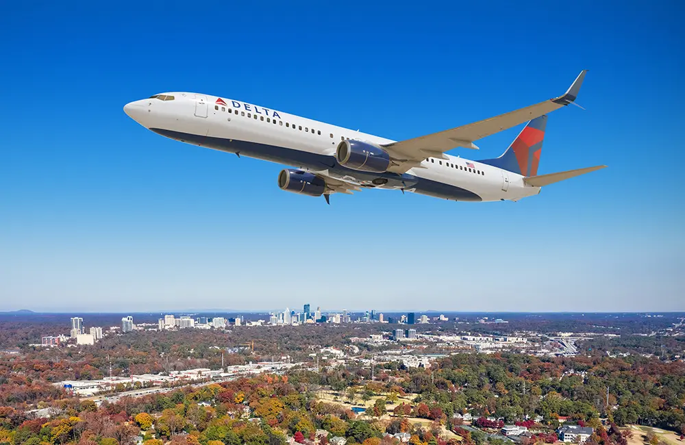 Delta ups Dreamliner order by 60 as it flies largest-ever international schedule in 2026 4 Delta Air Lines Boeing B737-10 MAX aircraft in flight over Atlanta, Georgia