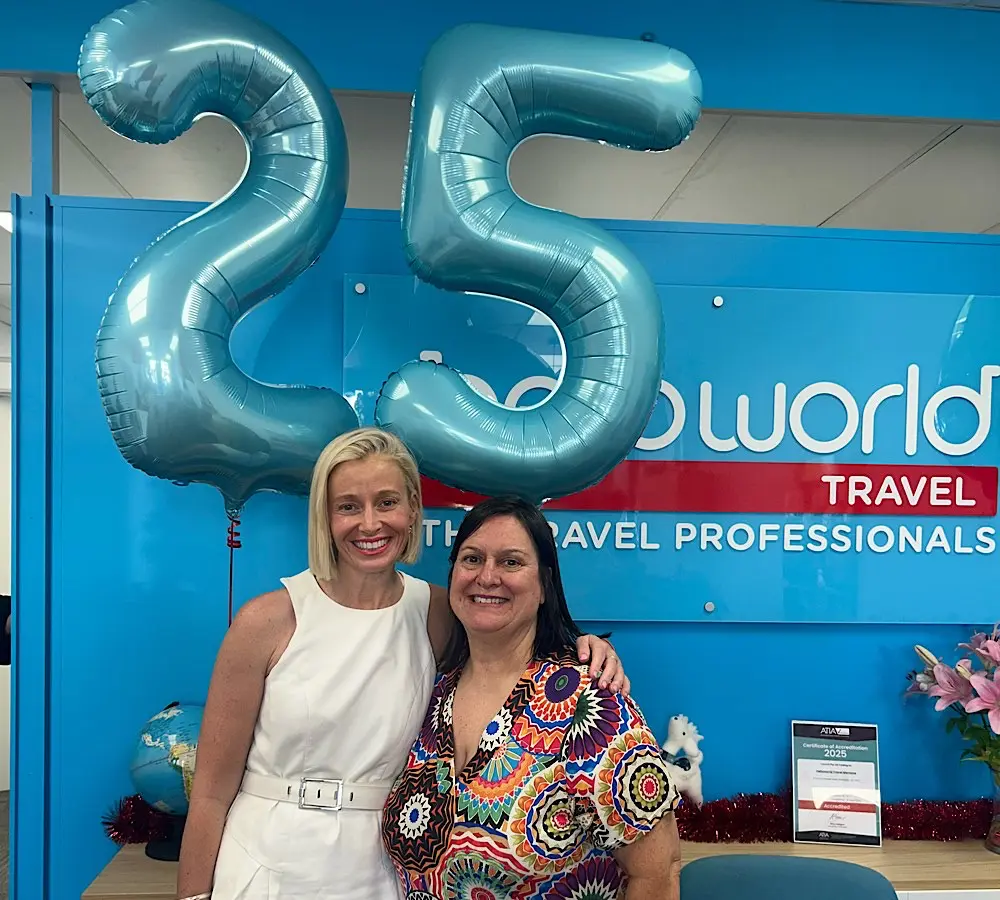 The case for staying visible: Why a 25-year-old travel agency just opened a new store 2 Selena Luscombe with Julie Pratt, National Sales Manager, Branded & Associate, Helloworld Travel