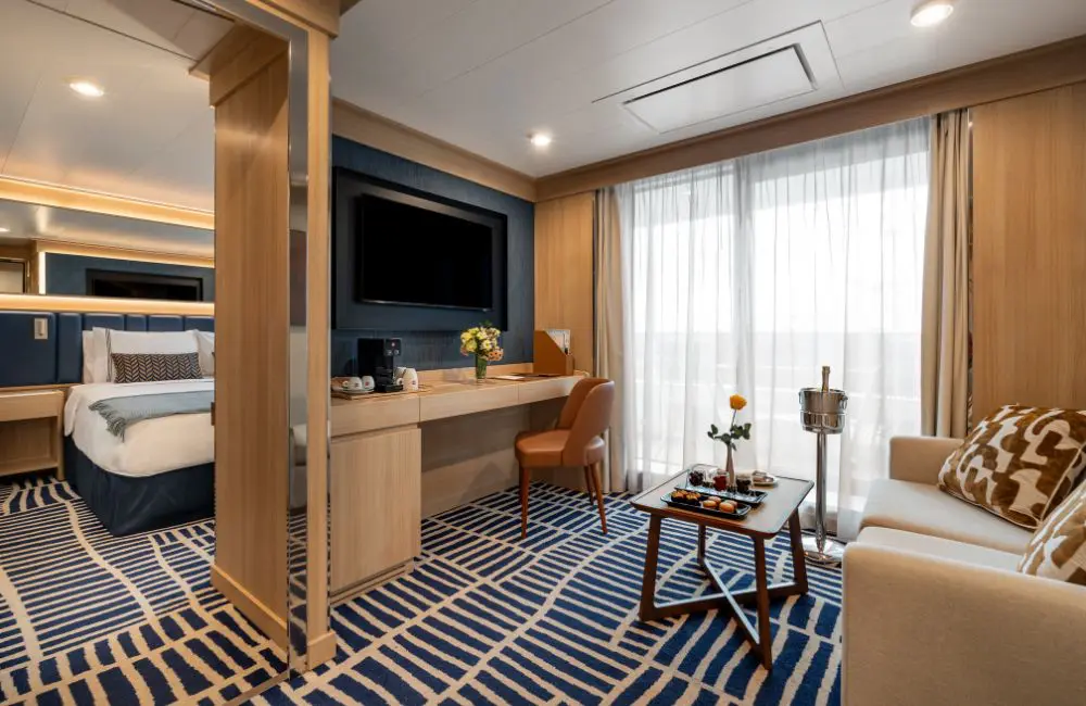 Windstar’s first new build yacht in its Star Class fleet has hit the high seas 1 A stateroom on board Star Seeker