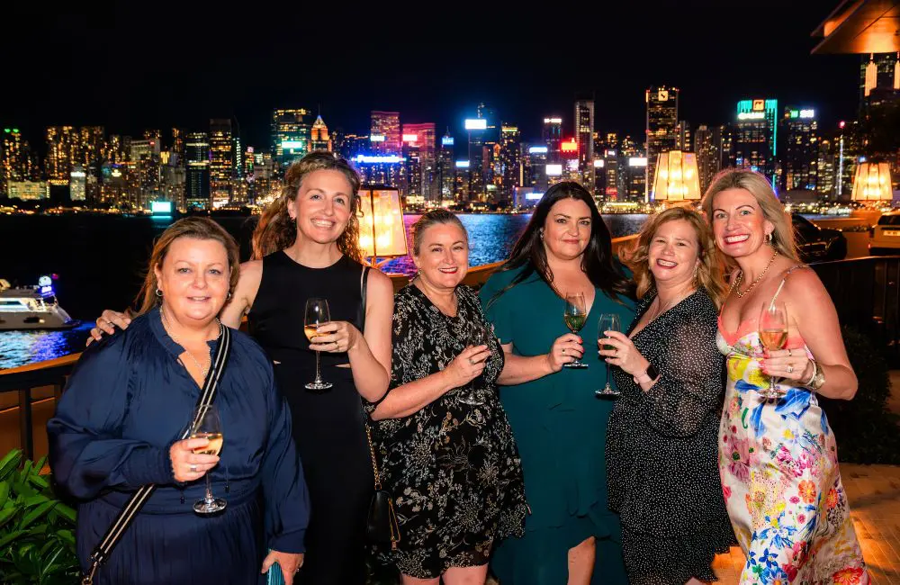 L-R: Kylie Wright, Wright & Turner TA; Kelly de Graaf; Natasha Warfield, Toussaint & Turner TA; Kelly Streeter, Streeter & Turner TA; Trudy Market; Alex Hannagan, Hannagan & Greive TA at LTC's Soiree in Hong Kong, Nov 2025