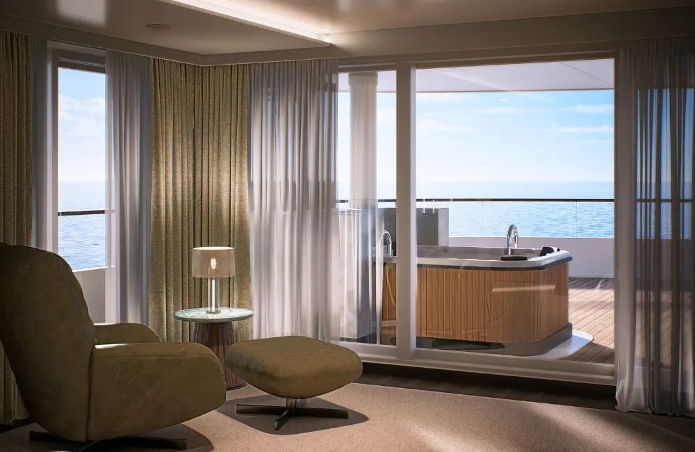 Crystal Grace Owner's Suite living and veranda