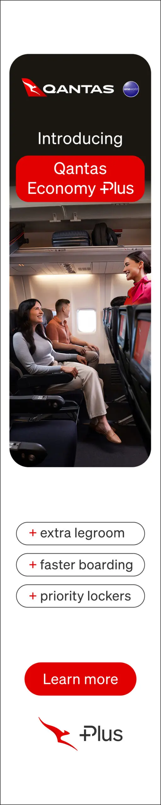 Qantas vertical banner left takeover 23 Feb 2026