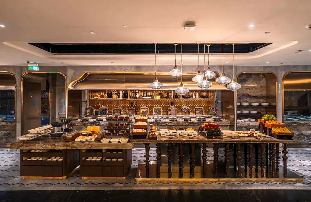 Render of Business Class buffet at Air India's The Maharaja Lounge in New Delhi.