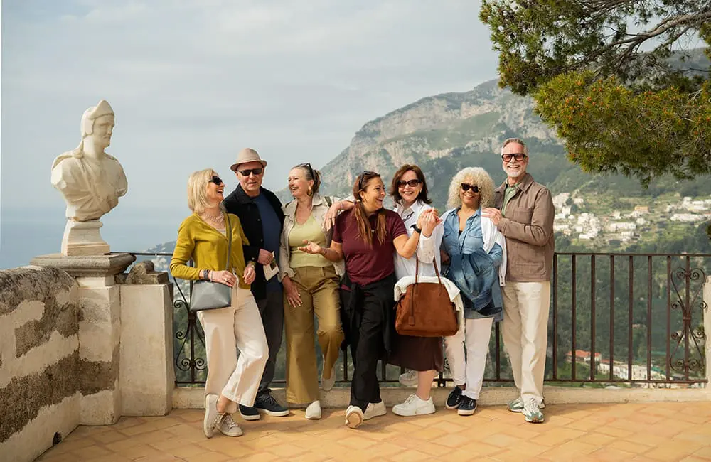 Back-Roads Touring enhances 2026 Wayfinders agency program + Sell 12 & win a fam trip 1 Back-Roads Touring group with guide in Italy. 2026 Wayfinders program update