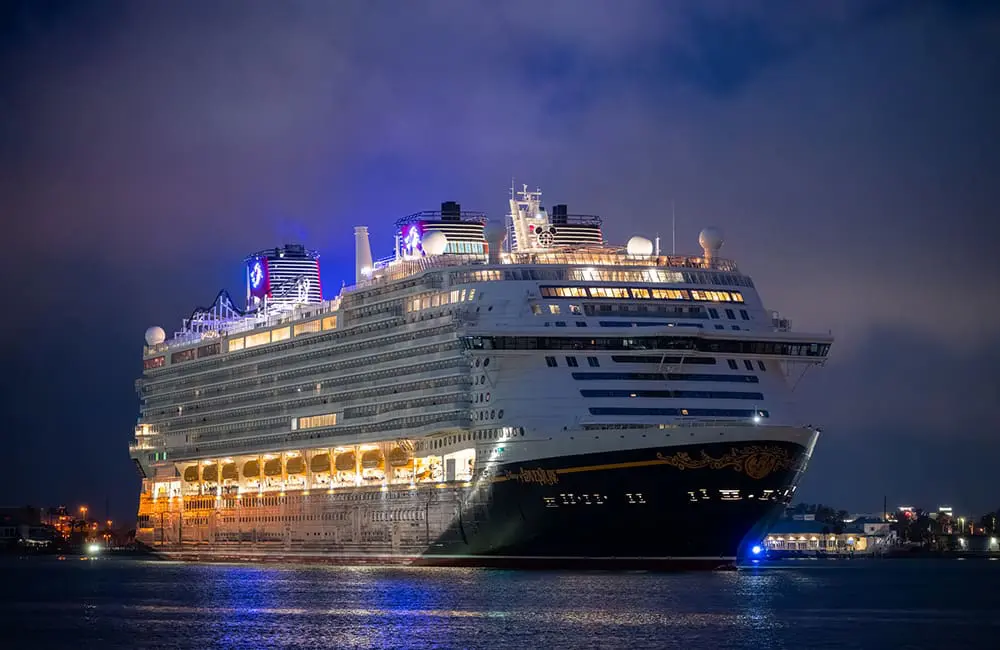 Disney Adventure at sea at night. Image: Disney Cruise Line