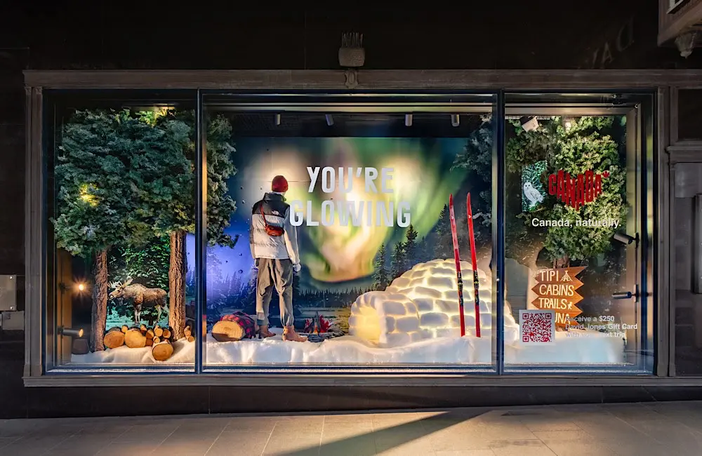 Canada brings the aurora to Sydney, using a flagship David Jones window to turn retail real estate into winter inspiration at scale.