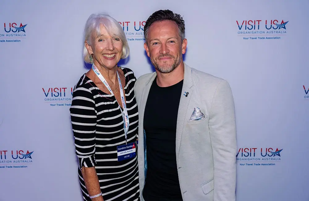600 agents, 60 US exhibitors: Visit USA 2026 Expo Series ends with Sydney showstopper 1 Visit USA President Caroline Davidson & MC Simon Brook McLachlan in Brisbane for Visit USA 2026 Expo Series