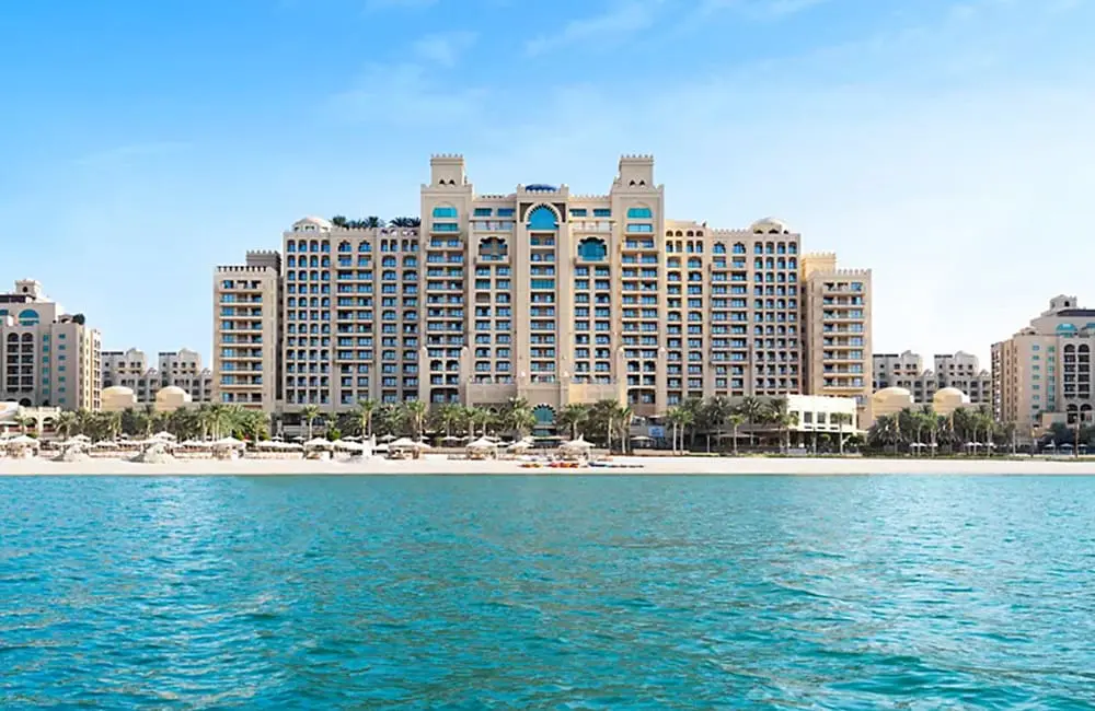 Fairmont The Palm Hotel facade in Dubai.