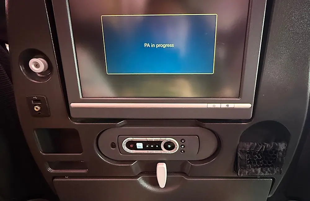 Seatback entertainment system onboard a Japan Airlines flight.