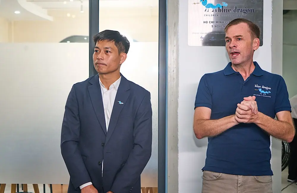 Blue Dragon founder Michael and co-CEO Vi Do at opening of HCMC centre, 2026