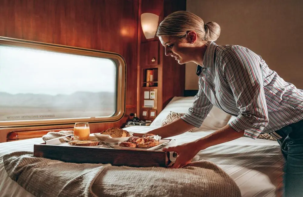 Platinum Service for breakfast in your cabin on board The Ghan.