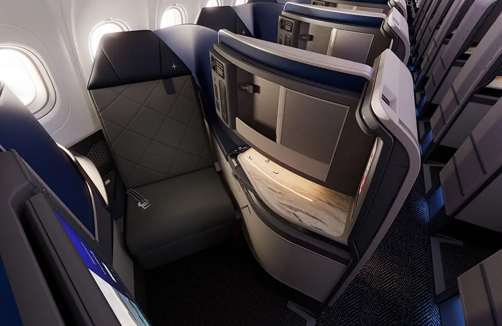 United Polaris seats on the Coastliner A321neo aircraft.