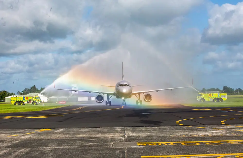 Jetstar expands Perth network with new nonstop NZ connection and more moves on the horizon 1 Jetstar aircraft on tarmac with watergun spray at Christchurch Airport in NZ.