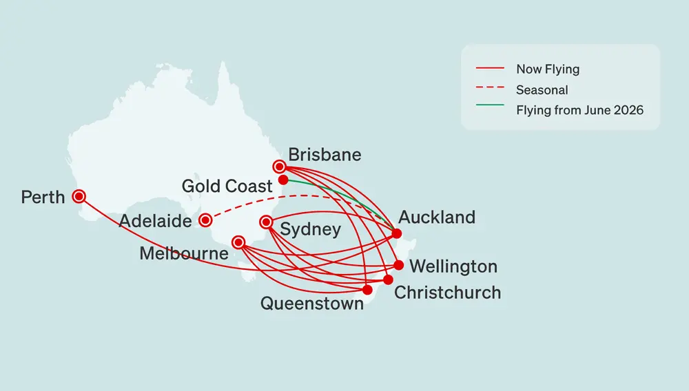 tnz qantas route map