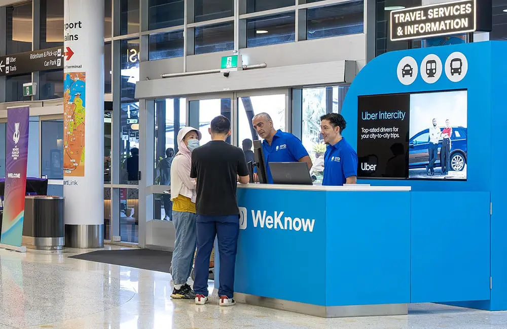Sydney Airport WeKnow service desk at the T1 arrivals hall.
