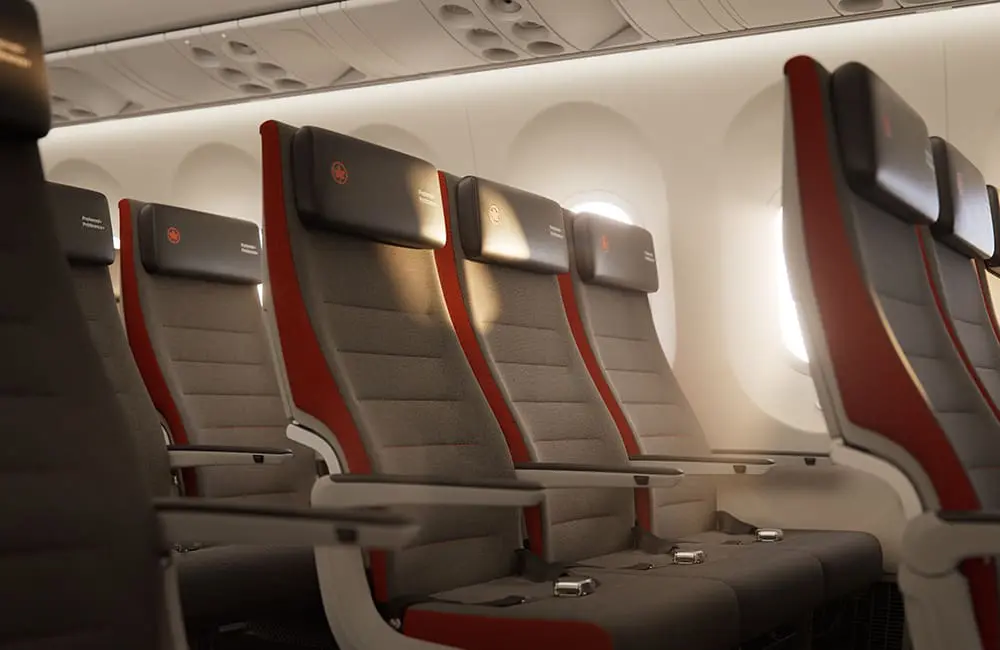 Air Canada Economy cabin on new Boeing B787-10 aircraft.