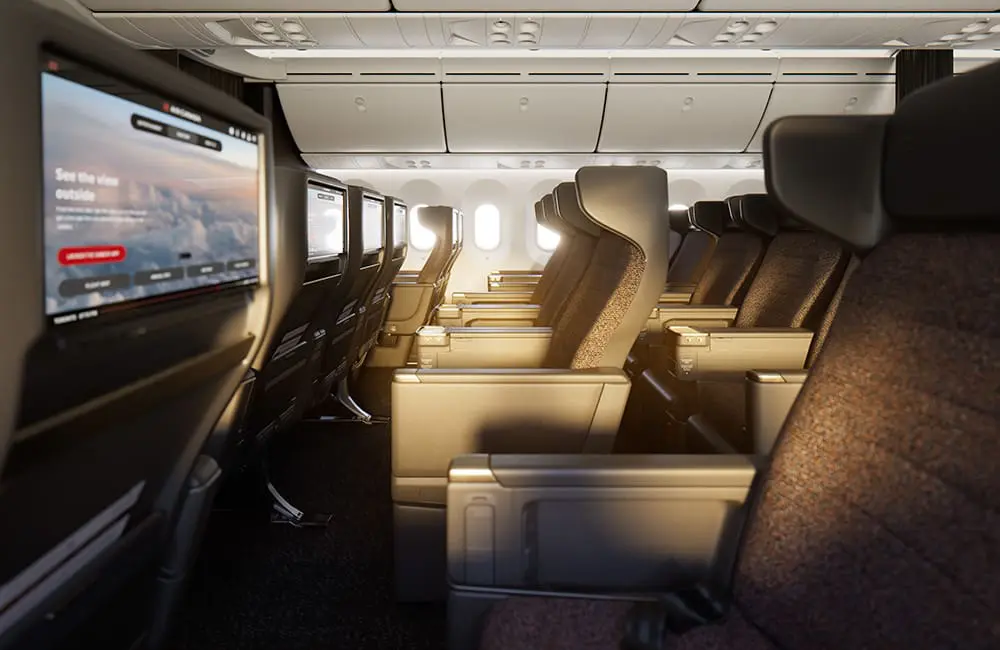 Air Canada Premium Economy cabin on new Boeing B787-10 aircraft.