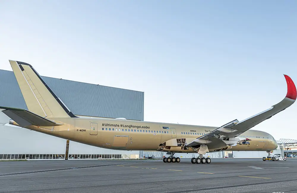 Qantas A350-1000ULR at Airbus' Toulouse facilities in France.