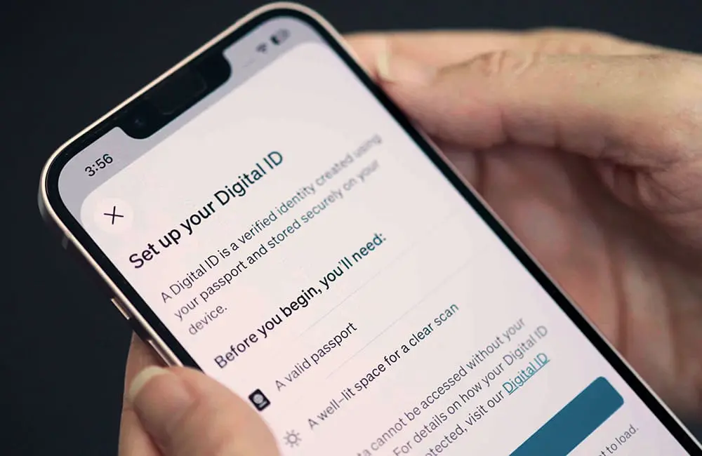 Air New Zealand pilots digital ID to cut queues and passport checks with Australian flights next 1 Air NZ digital ID set-up via the Air NZ app on smartphone close-up.