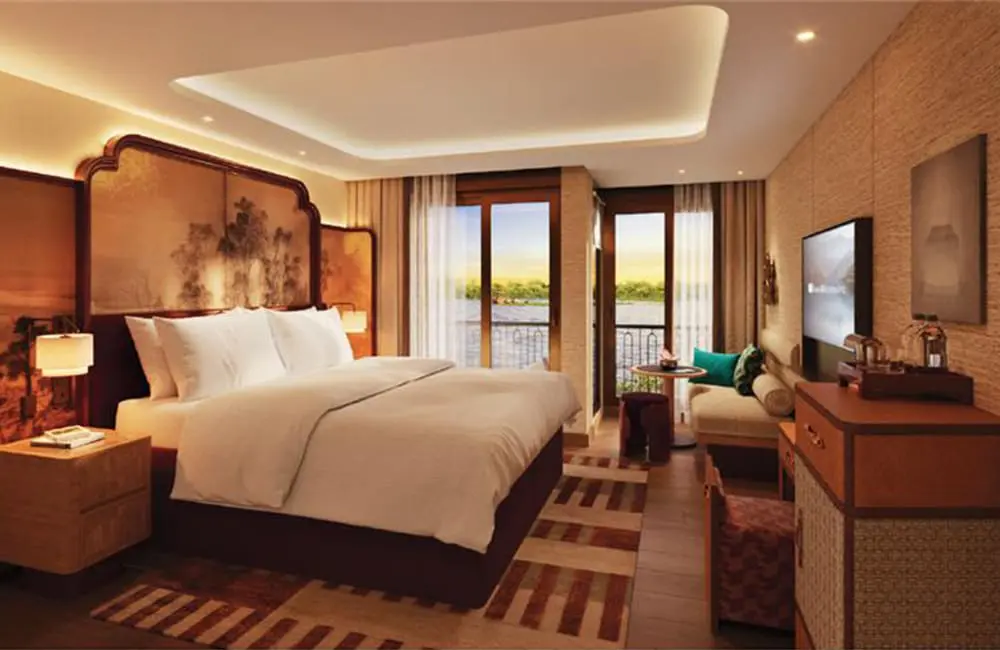Render of a stateroom aboard the new AmaMaya, due in 2026.