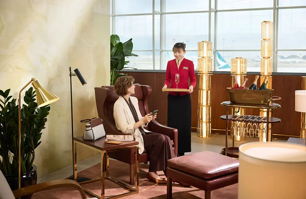 Cathay Pacific The Wing, First lounge foyer.