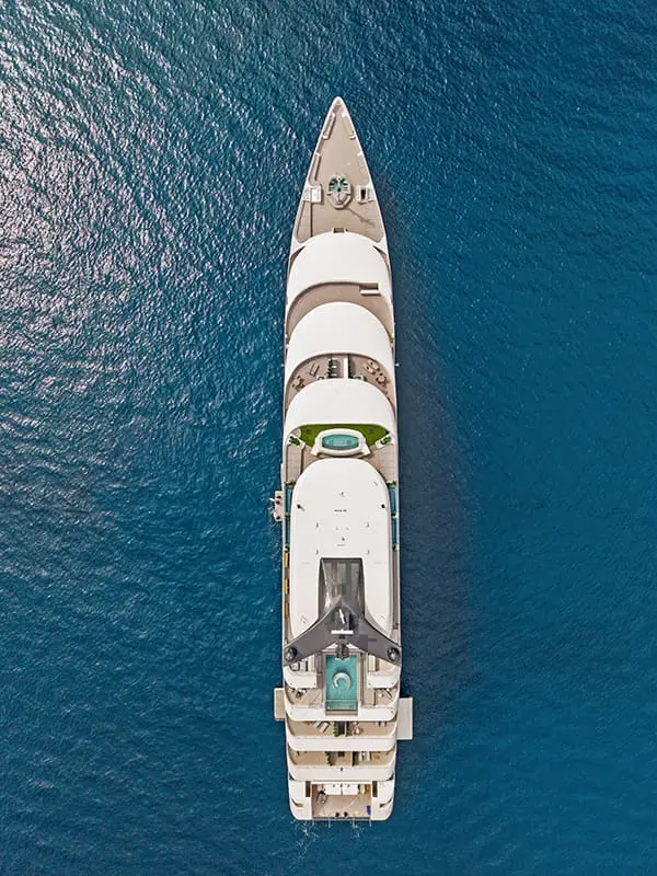 Twice the luxe: Emerald Kaia launches at sea as Astra prepares to join river fleet 7 Drone top-down view of Emerald Kaia at sea in Cyprus.